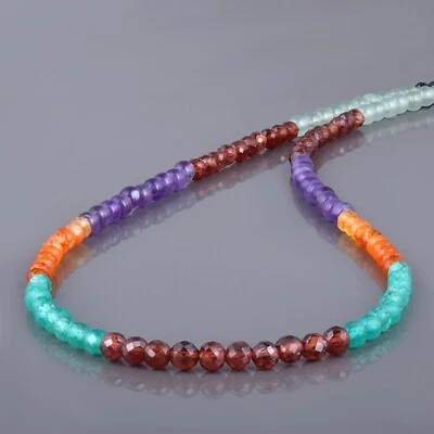 Collana In Argento 925 Con Catena Di Perle Multicolore In Ametista E Granato - Immagine 1 di 4