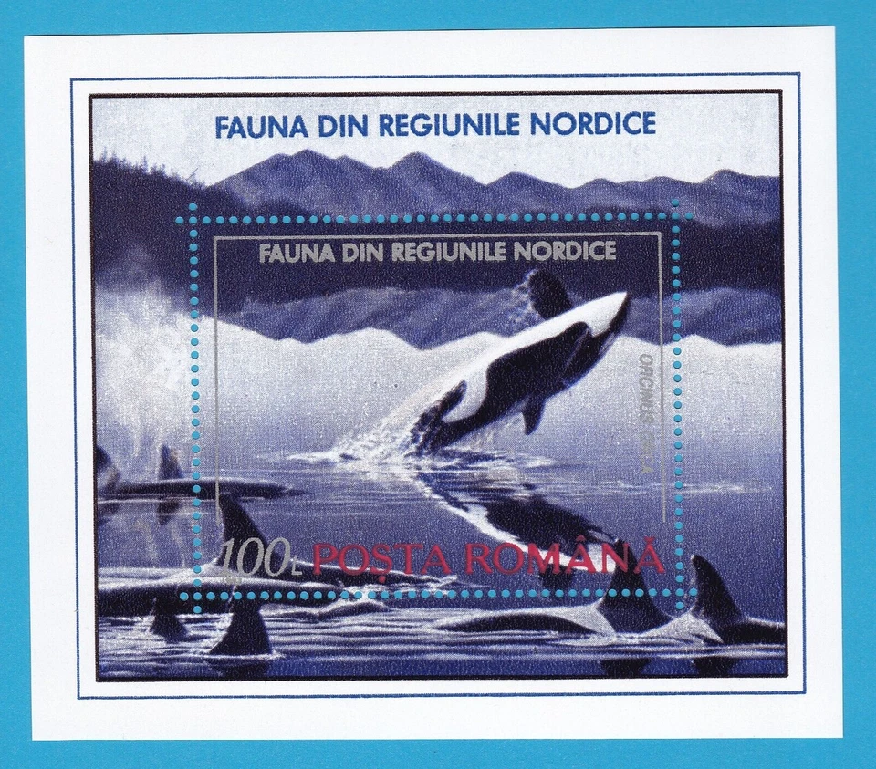 1992 ORCA KILLER WHALE STAMP ICEBERG OCEAN POLAR LIFE MARINE ROMANIA POSTAGE MNH - Image 1 of 1