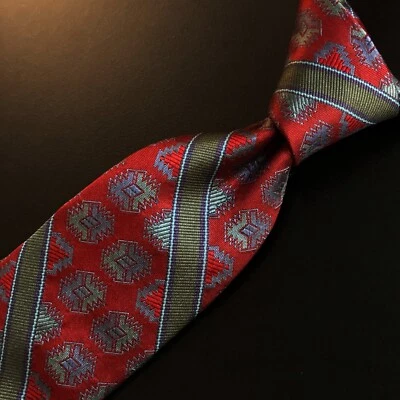 Gravata masculina SULKA 100% seda cetim designer de luxo geométrica larga 3,5’ de comprimento 56’ - Imagem 1 de 4