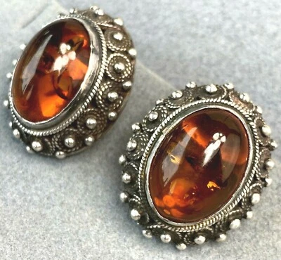 Baltic Amber Vintage Earrings Estate Fine Jewelry Pre-Owned Natural NOT pressed - Image 1 of 4