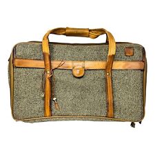 VTG Hartmann 3 Zip Section Tweed Brown Leather Carry On Bag W Lock And Keys 4400