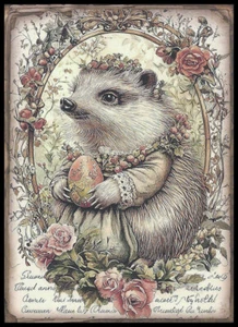 Notecard - Hedgehog - Easter - Blank Back - 4" x 5 1/2" - CL196E - Picture 1 of 4