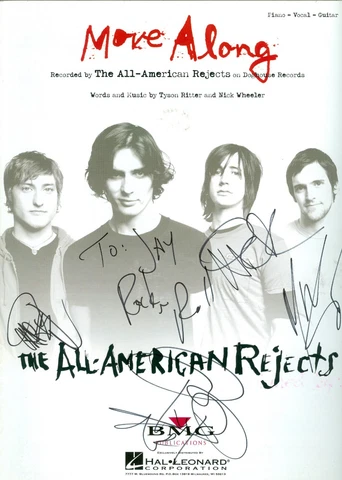 The All American Rejects autographed hand signed all 4 sheet music Tyson Ritter Cover
