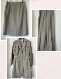 Vintage Bill Blass Gray Pinstripe 3 Piece Pantsuit Jacket Skirt Pants 8 Office - Picture 1 of 23