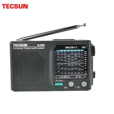 TECSUN R-909 Radio FM/MW/Shortwave DSP 9 Band Portable World Receiver Black - Image 1 of 3