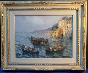 Di Marino Francesco NAPOLI. SCENA NAUTICA-CON CORNICE- PAESAGGIO NAPOLETANO - Picture 1 of 4