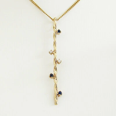 Anhänger Gold 333er Saphire Diamanten 8 kt Edelsteine f Halskette Goldschmuck - Bild 1 von 4