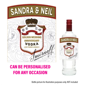 SILVER GOLDEN anniversary PERSONALISED SMIRNOFF INSPIRED VODKA BOTTLE LABEL 197 - Picture 1 of 4