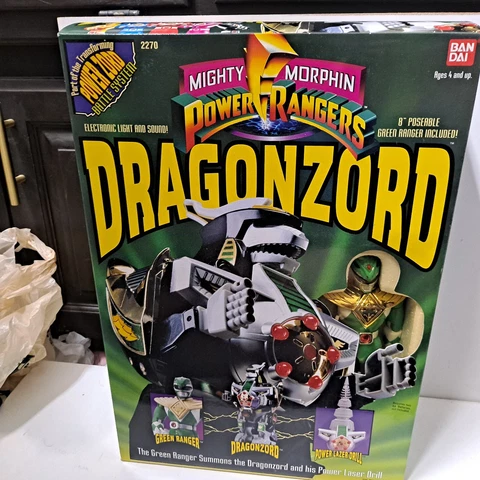 1993 BanDai Mighty Morphin Power Rangers Dragonzord NIB Sealed Green Ranger VHTF Cover