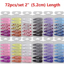 72pcs/lot 2" Boutique Girl Baby Kids Hair Clips Snap Hairpin Grip 12 Candy Color