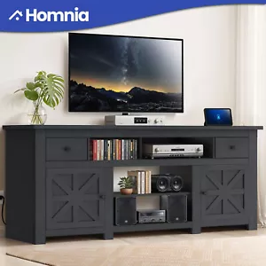 Black TV Stand for 80 Inch TVs Console Power Outlets Media Entertainment Center - Picture 1 of 12