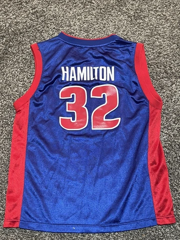 Vtg Richard Rip Hamilton #32 Detroit Pistons NBA Jersey Youth Large Blue Cover