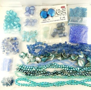 Venta al por mayor Cuentas azules para manualidades, piedras preciosas, perlas, vidrio y más Lote 101BL - Imagen 1 de 4