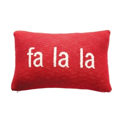 Creative Co-op - Fa La La Cotton Knit Lumbar Pillow  - XM7361 - Image 1 of 2