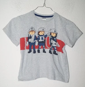 graues T-Shirt Feuerwehr Gr.122/128 Playmobil - Bild 1 von 1