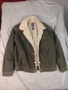 Chaps Cord Trucker Jacke Herren Large Grün Mantel Sherpa Futter Druckknöpfe Coat - Bild 1 von 23