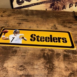 Pittsburgh Steelers Ben Roethlisberger Tin Sign 17.5 In/6in Excellent Shape - Picture 1 of 4