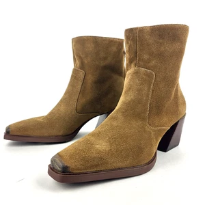 Vince Camuto Viltana Women's Ankle Boot Square Toe Suede Brown Size US 7 EU 37.5 - Picture 1 of 12