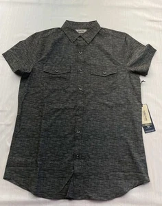 Kenneth Cole Reaction Slim Fit Shirt Mens Small Button Down Dark Gray - Picture 1 of 12