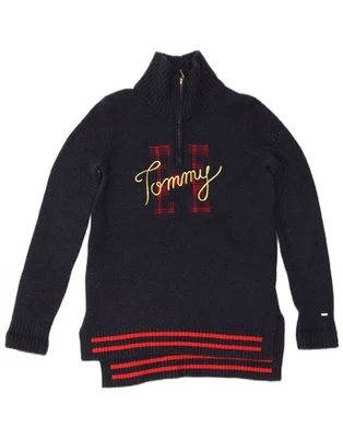 Suéter Jersey TOMMY HILFIGER Mujer Cremallera Cuello Reino Unido 6 XS Azul Marino Rayas CN08 Foto 1 de 2