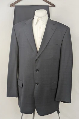 Tallia Uomo Super 110 Wool Suit Mens 46R Jacket 38x29+1 Pant Blue Windowpane - Image 1 of 4
