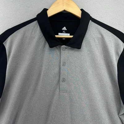 Camisa Polo de Golf Adidas Para Hombres XL Gris Negra Manga Corta Entrenamiento Atlético Preppy Foto 1 de 4