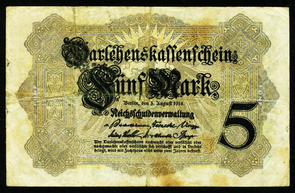 Reproduktion: 5, 20, 50 Mark Darlehenskassenscheine 1914 - Sammlerstücke In Originalgröße