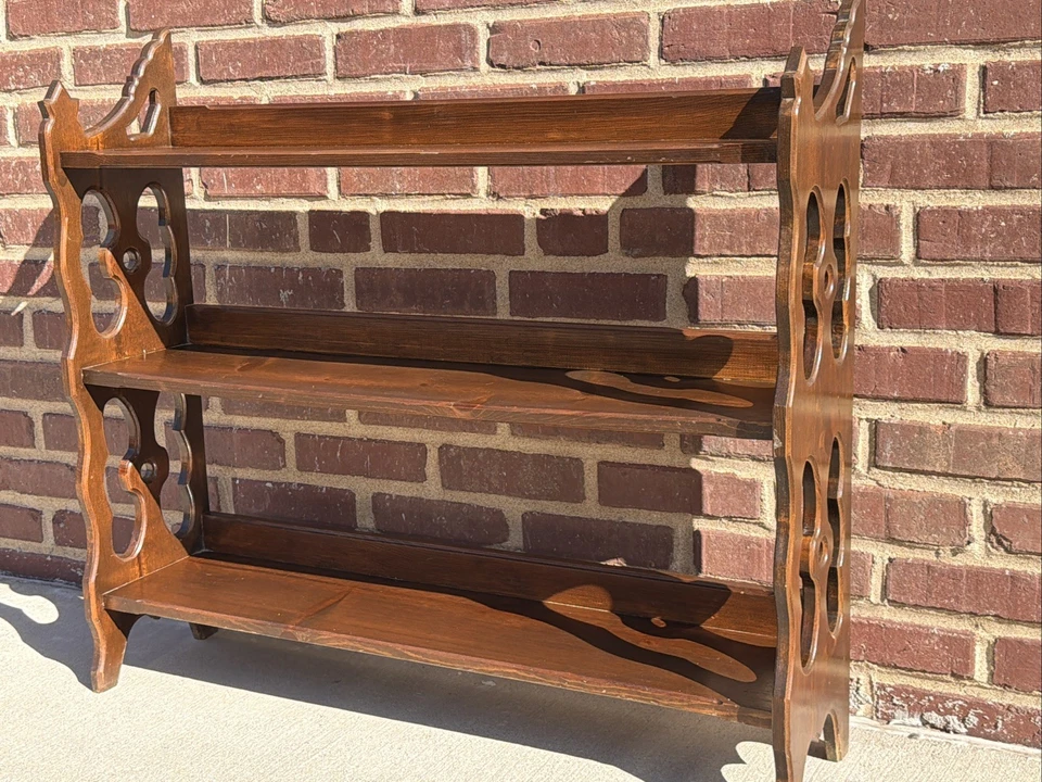 "Antigua estantería de madera de 3 estantes, victoriana 37"" L 33,5"" H 9"" D" Foto 1 de 4