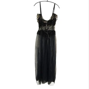 Vintage Dessous Kleid M Spitze Babydoll zum Binden Witchy Whimsigoth Coquett Festival - Bild 1 von 7