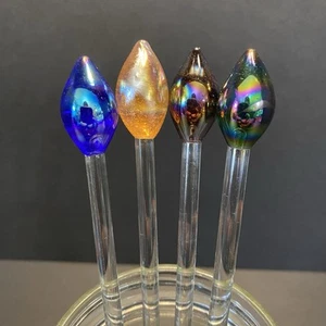 Pier 1 vaso iridiscente lágrima cóctel bebida twizzle palos agitadores 8"" - Imagen 1 de 7