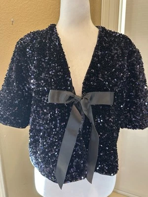 Blusa H&M Edición Limitada Vacaciones Azul Lentejuelas Talla L Nueva con Etiquetas Foto 1 de 4