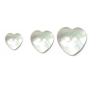 2 x Pearl Effect Heart Shell Buttons 2 Hole Baby Craft Dress - Picture 1 of 4