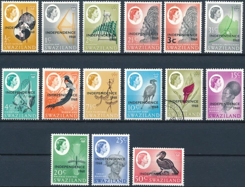 QEII Definitive optd: 15 Values - Swaziland 1968 - NM H & F H - SG 142/56 Cover