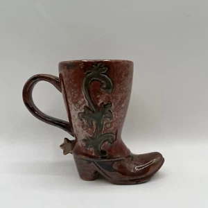 Canyon Ranch Collection Cowboy Boot Brown Cup Mug Decor Star No Chips - Picture 1 of 6