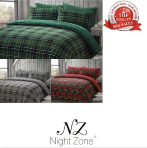 Teddy Check Fleece Duvet Cover Set Soft Cosy Warm Checked Teddy Bear Bedding Set - Picture 1 of 8