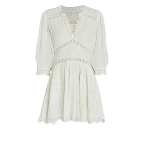 Mini Vestido Love Shack Elegante Leno Manga Larga Cuello en V Mujer Blanco Talla 2 - Imagen 1 de 15