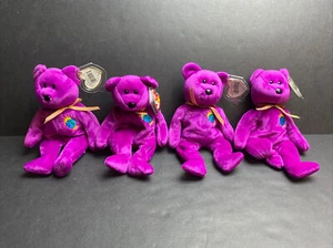 Ty Beanie Baby 1999 Millennium Teddy Bear Earth Crest Vintage lot/4 - Picture 1 of 6