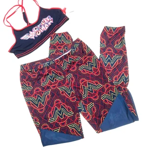 Wonder Woman Leggings and Bra Top. Sz XL NWT   Strappy Top Mesh insert in Pants - Picture 1 of 7