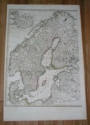 1758 D'ANVILLE ANTIQUE MAP OF SCANDINAVIA SWEDEN NORWAY DENMARK FINLAND ICELAND - Image 1 of 4
