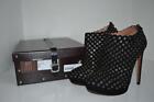 Alaia Black Suede Ankle Booties W/ Silver Grommets/Heels/Shoes 37.5 Ret $2140