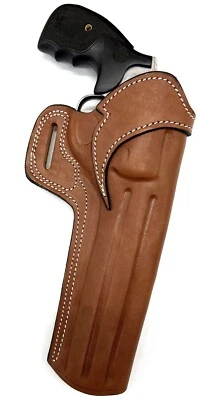 For 8" COLT ANACONDA, Right Hand Brown Leather Open Top Belt Holster - Image 1 of 4