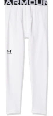 Under Armour Boys' ColdGear Armour Fitted Leggings White/Black YLG - Image 1 of 4