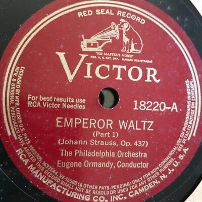 PHILADELPHIA Orchestra Emperor Waltz Victor 18220 12" 78 RPM - Image 1 of 2