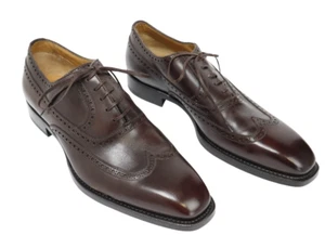 SUITSUPPLY Shoes Men's (EU) 42 / 43 Brown Wingtip Oxford Lace Up Leather - Picture 1 of 15