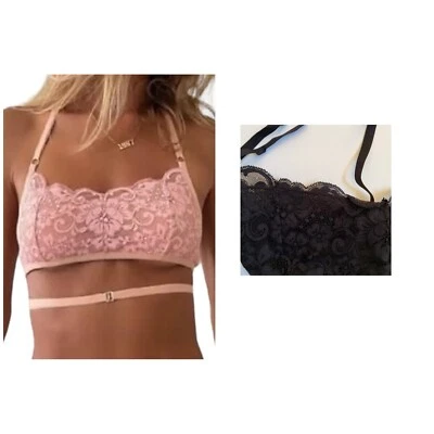 Free People HAH Demi Bra Women's S Black Floral Lace Don't Cross Me Halter NWT - Image 1 of 4