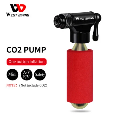 WEST BIKING Mini Aluminum Bike Bicycle Pump Fast Air CO2 Inflator Ball Pump - Image 1 of 4