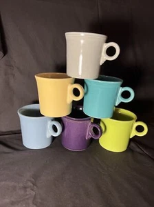 Vintage Set of 6 Fiesta Ware Coffee Mugs Ring Handle Homer Laughlin HLC USA Cup - Picture 1 of 16