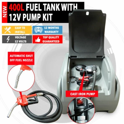NEW 12V 400 Litre Diesel Fuel Pod Tank 40LPM Pump Kit Lockable Lid - image 1 of 4