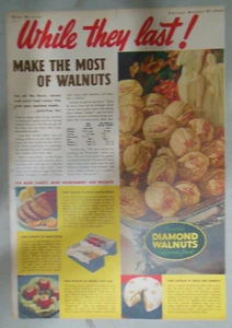 Diamond California Walnuts Ad: Make The Most Of Walnuts ! 1943 Size 11 x 15 inch - Picture 1 of 1
