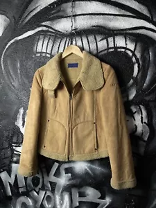 Replay Vintage Italian Beige Sheepskin Coat Jacket Women’s Size Small - Picture 1 of 14